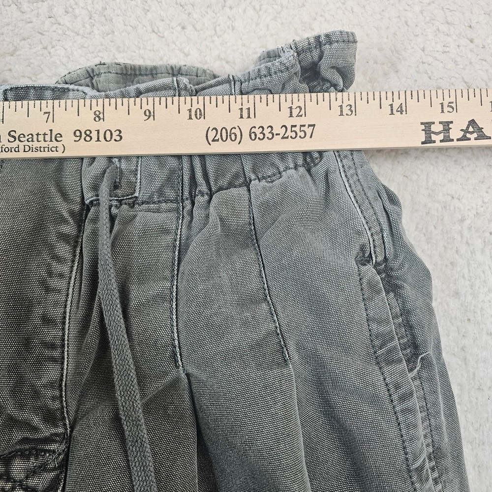 Free People Paperbag Waist Tapered Pants Olive Green XS Button Fly Drawstring - Picture 4 of 12
